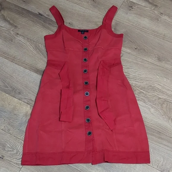 Banana Republic Cotton red midi Dress women's size 6 - Picture 5 of 11
